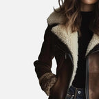 Jasmin Women's Winter Coat | Soft Faux Leather, Stylish Brown 1