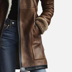 Jasmin Women's Winter Coat | Soft Faux Leather, Stylish Brown 4