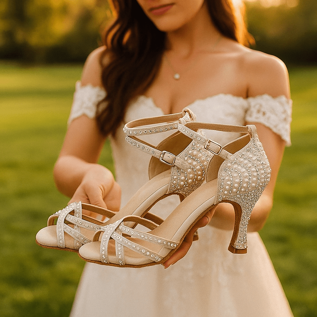 Kobiece Buty Taneczne | Satyna z Kryształami, Eleganckie 1