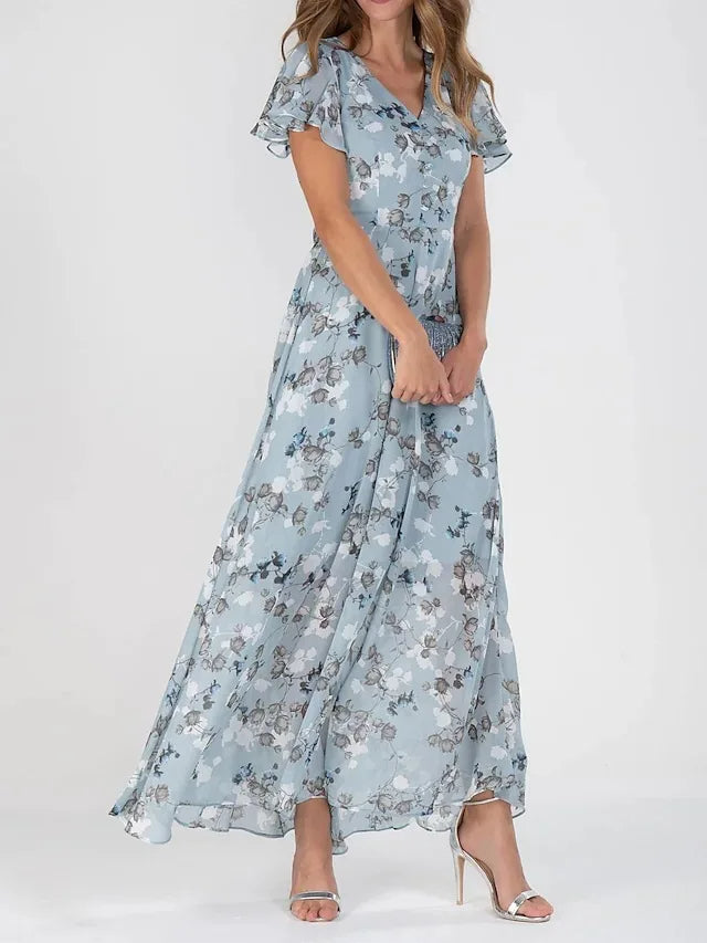 Kobieta Maxi Sukienka | Kwiatowy Wzór, Zwiewny Styl 0