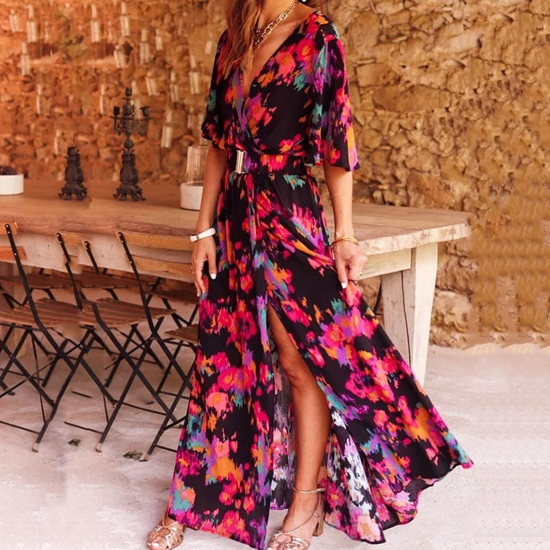 Kobieta Maxi Sukienka | Przewiewny Materiał, Styl Glamour 2