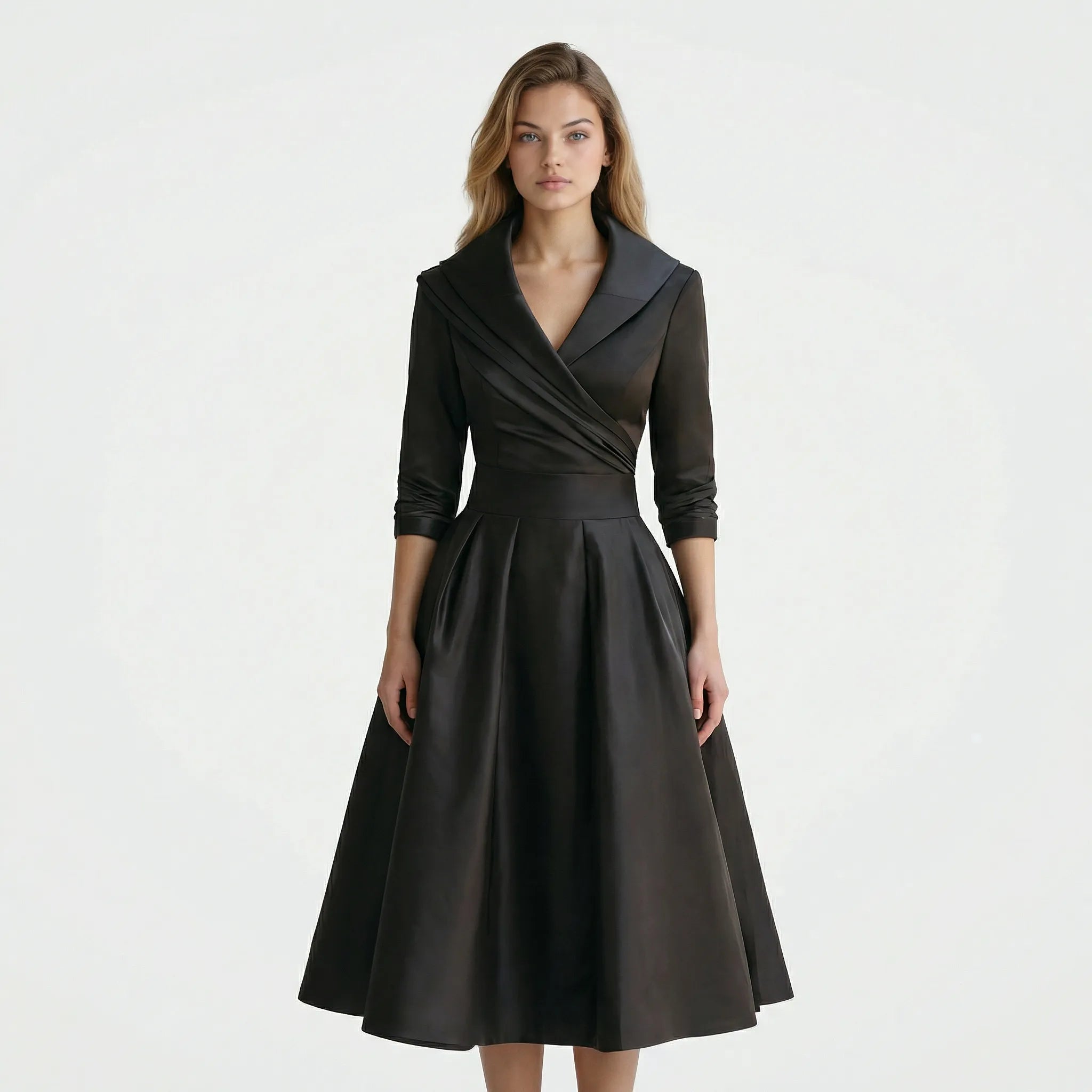 Kobieta Midi Sukienka | Elegancki Krój z Klasycznym Kołnierzem 2