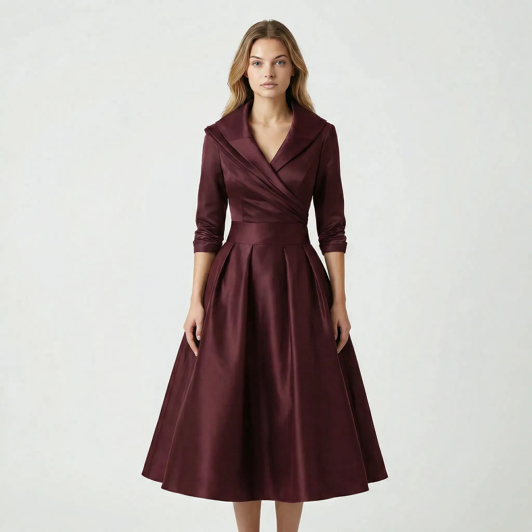 Kobieta Midi Sukienka | Elegancki Krój z Klasycznym Kołnierzem 5