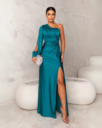 Kobieta Sukienka Maxi | Elegancki Jednoramienny Krój 0