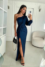 Kobieta Sukienka Maxi | Elegancki Jednoramienny Krój 13