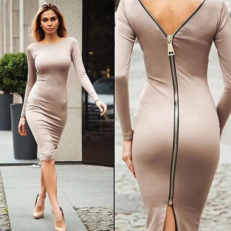 Kobieta Sukienka Ołówkowa | Elegancki Krój z Zamkiem 1
