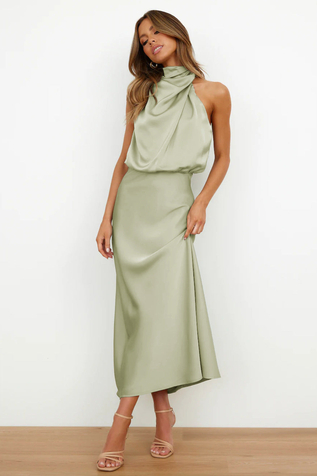 Kobieta Suknia Wieczorowa | Satynowa Halter, Elegancka 1