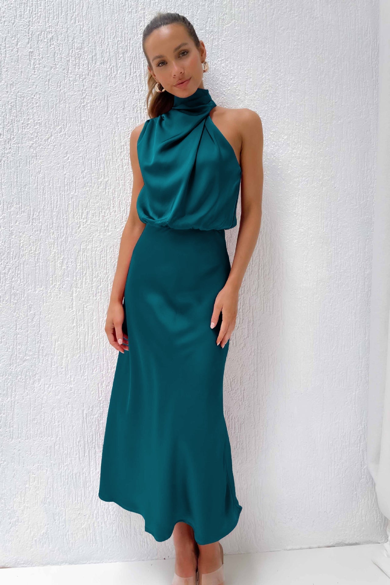 Kobieta Suknia Wieczorowa | Satynowa Halter, Elegancka 11