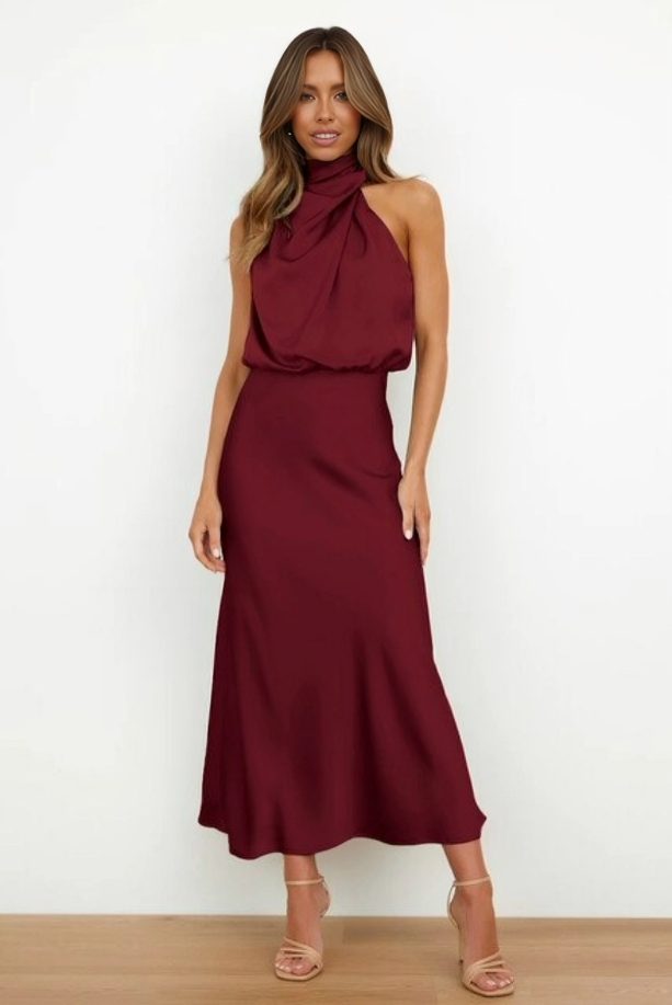 Kobieta Suknia Wieczorowa | Satynowa Halter, Elegancka 13