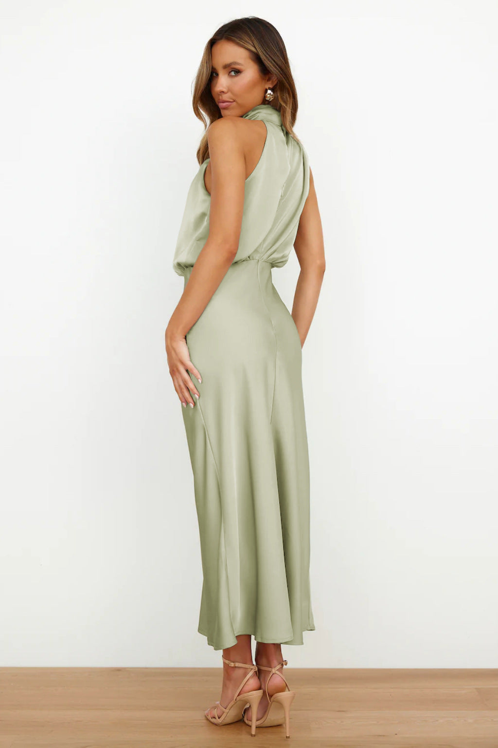 Kobieta Suknia Wieczorowa | Satynowa Halter, Elegancka 2