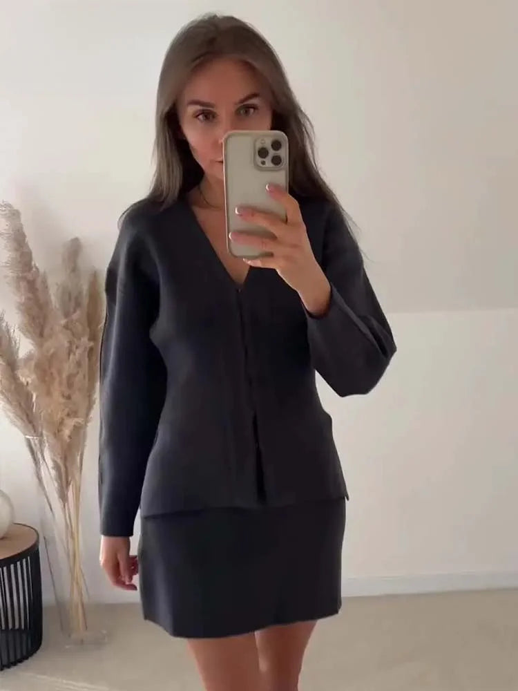 Kobiety Dwuczęściowy Komplet | Elegancka Marynarka i Spódnica 2