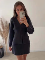 Kobiety Dwuczęściowy Komplet | Elegancka Marynarka i Spódnica 2