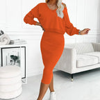 Kobiety Dwuczęściowy Komplet | Elegancka Sukienka i Sweter 4