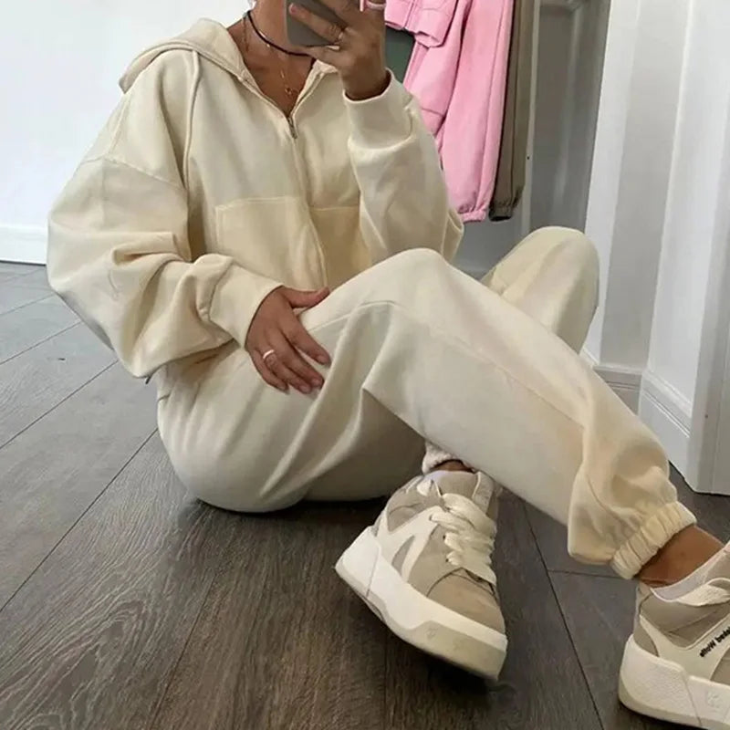 Kobiety Komplet Dresowy | Miękki Casual z Rozpinaną Bluzą 3