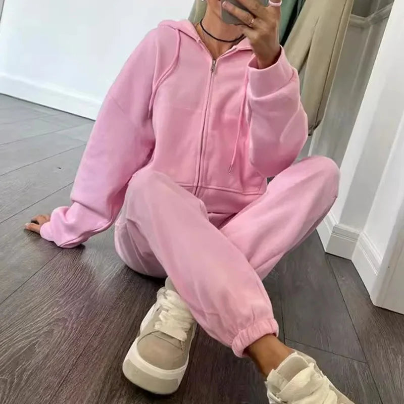 Kobiety Komplet Dresowy | Miękki Casual z Rozpinaną Bluzą 4