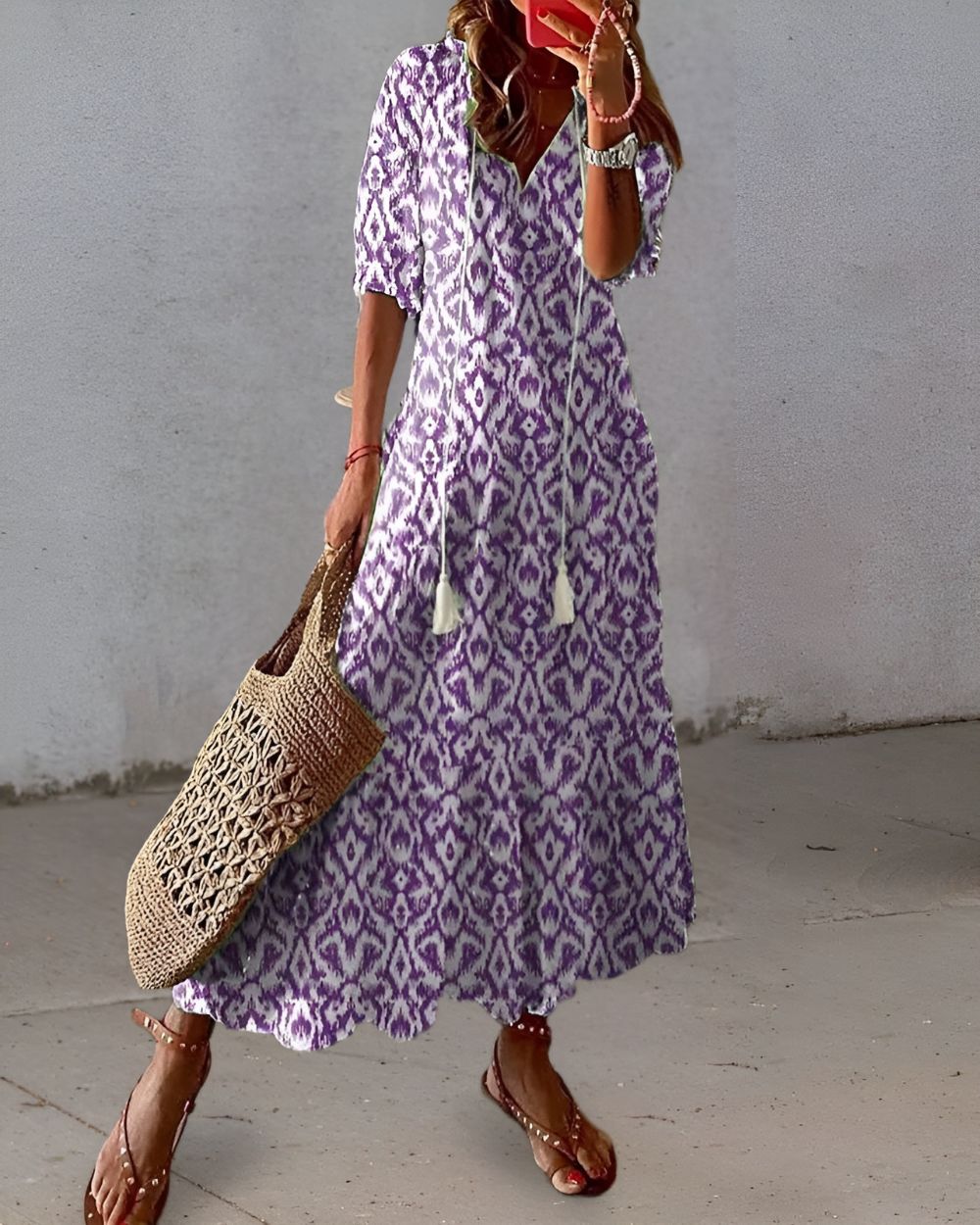 Kobiety Sukienka Boho | Luźny Krój z Frędzlami 2
