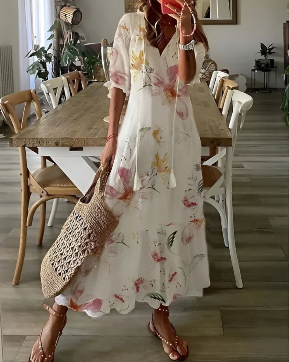 Kobiety Sukienka Boho | Luźny Krój z Frędzlami 5