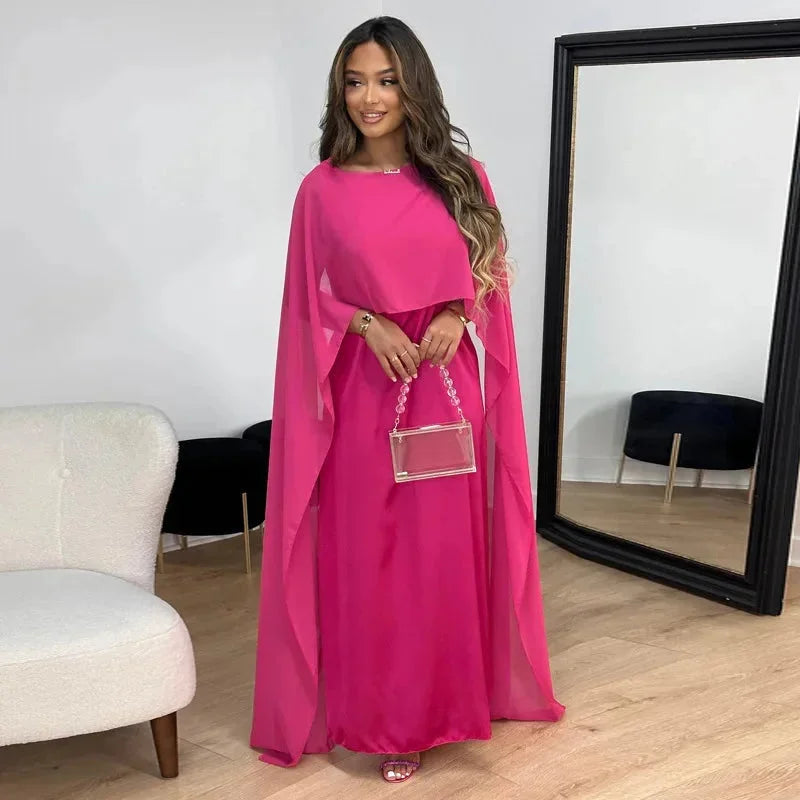 Kobiety Sukienka Maxi Na Wesele | Elegancka Peleryna, Długa Sylwetka 1