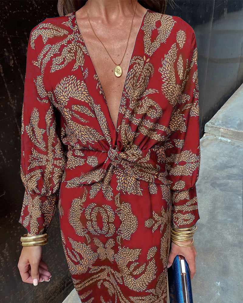 Kobiety Sukienka Maxi | Boho Print, Dekolt w Serek 8