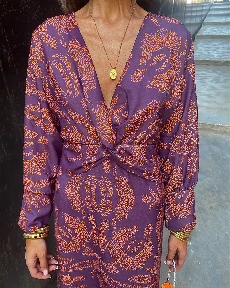 Kobiety Sukienka Maxi | Boho Print, Dekolt w Serek 9