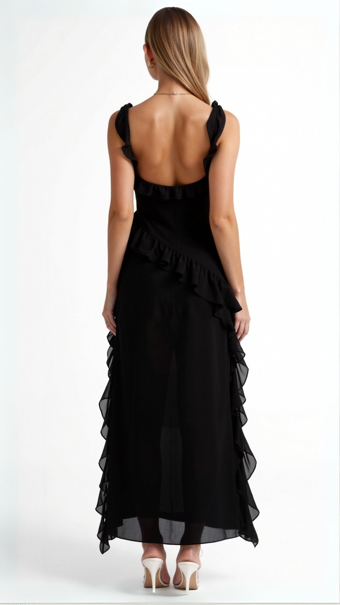Kobiety Sukienka Maxi | Elegancka Falbankowa z Rozcięciem 2