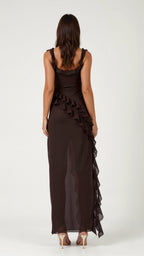 Kobiety Sukienka Maxi | Elegancka Falbankowa z Rozcięciem 3