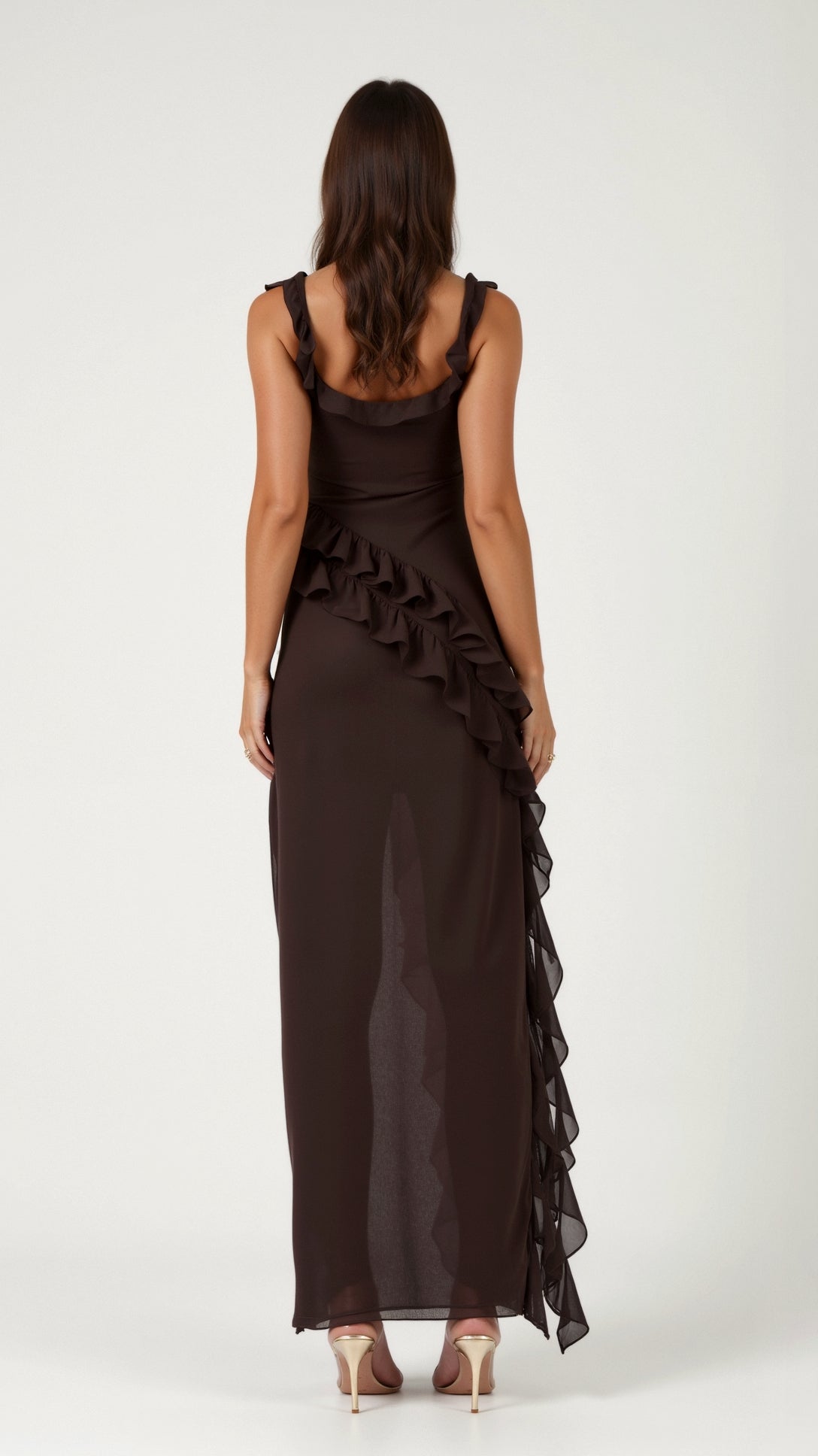 Kobiety Sukienka Maxi | Elegancka Falbankowa z Rozcięciem 3