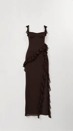 Kobiety Sukienka Maxi | Elegancka Falbankowa z Rozcięciem 4