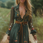 Kobiety Sukienka Maxi | Kwiatowy Nadruk, Boho Styl 1