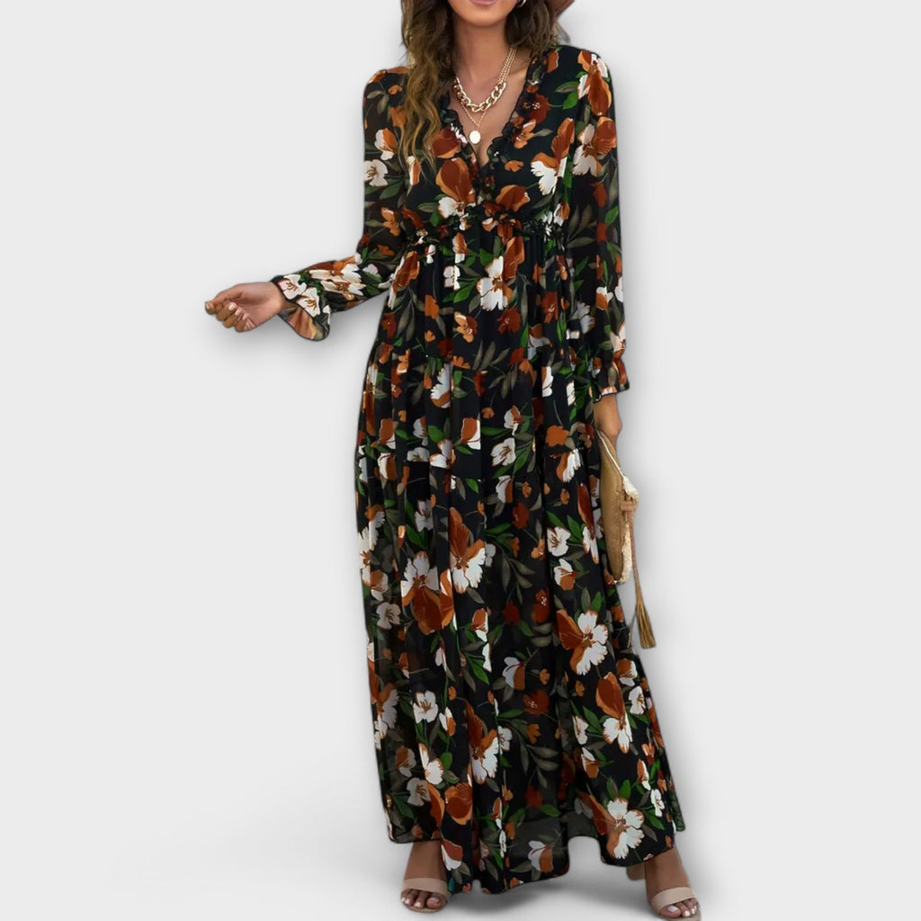 Kobiety Sukienka Maxi | Kwiatowy Wzór, Dekolt V, Letnia Elegancja 7