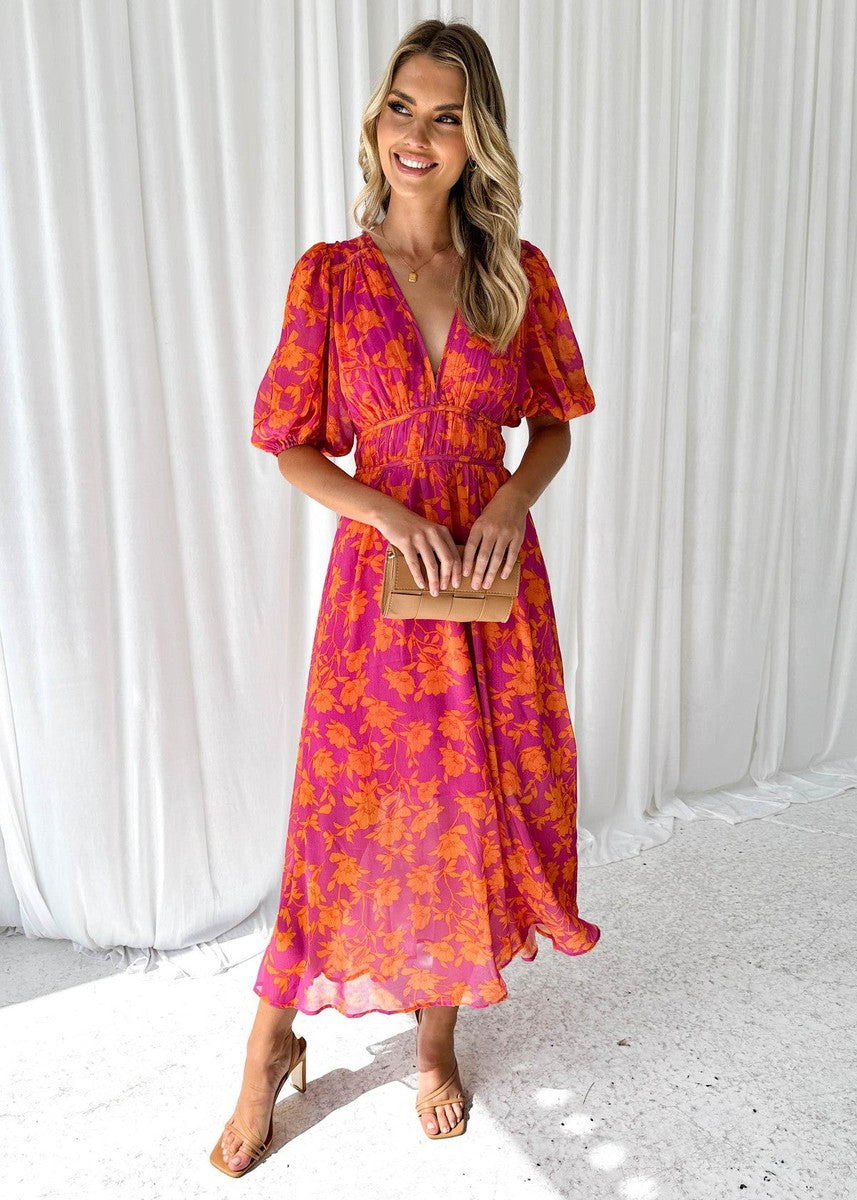 Kobiety Sukienka Maxi | Kwiatowy Wzór, Elegancka na Wesele 1