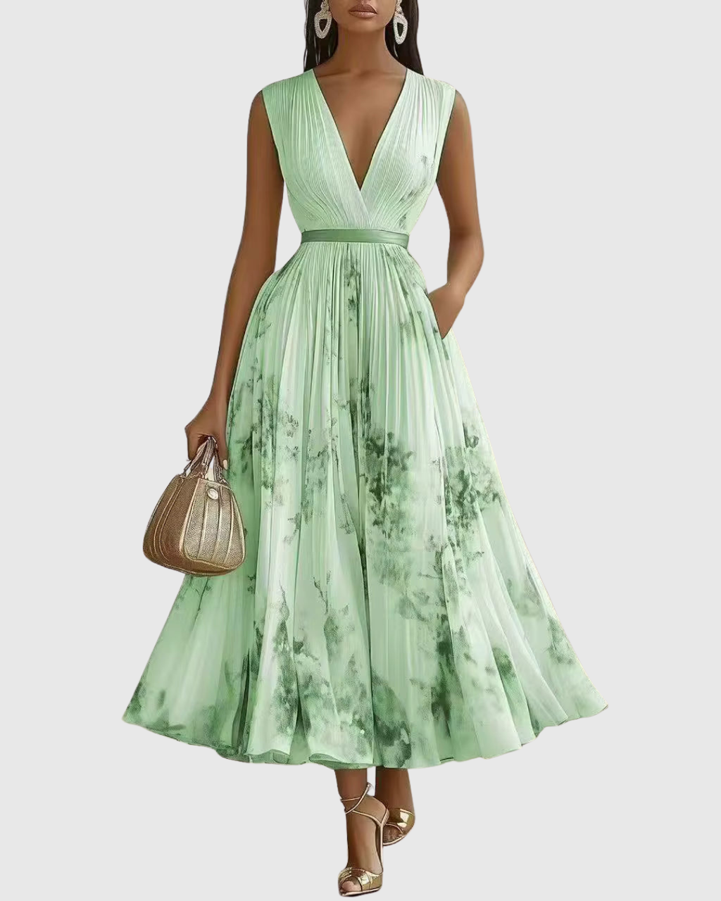 Kobiety Sukienka Maxi | Plisowana z Dekoltem V, Letnia Elegancja 10