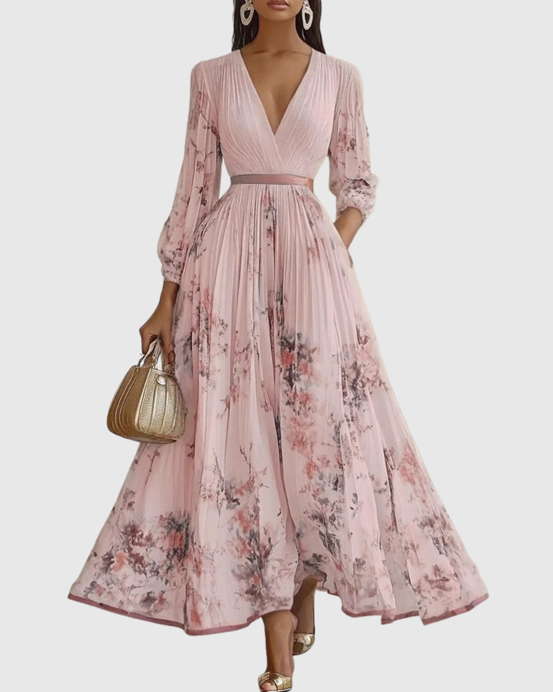 Kobiety Sukienka Maxi | Plisowana z Dekoltem V, Letnia Elegancja 11