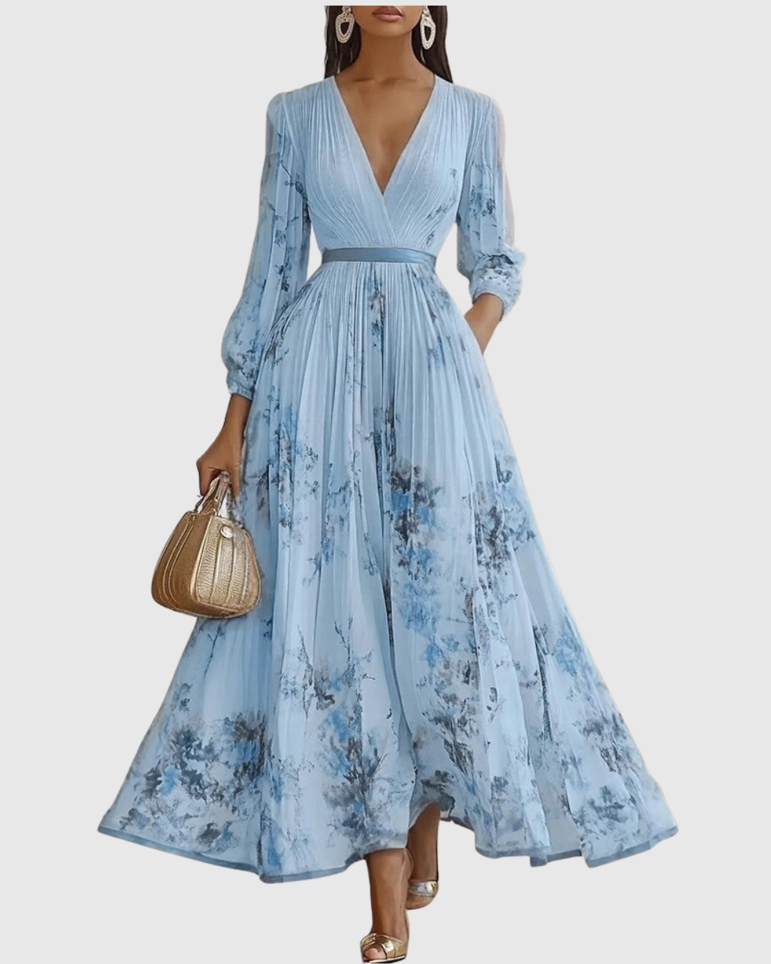 Kobiety Sukienka Maxi | Plisowana z Dekoltem V, Letnia Elegancja 5