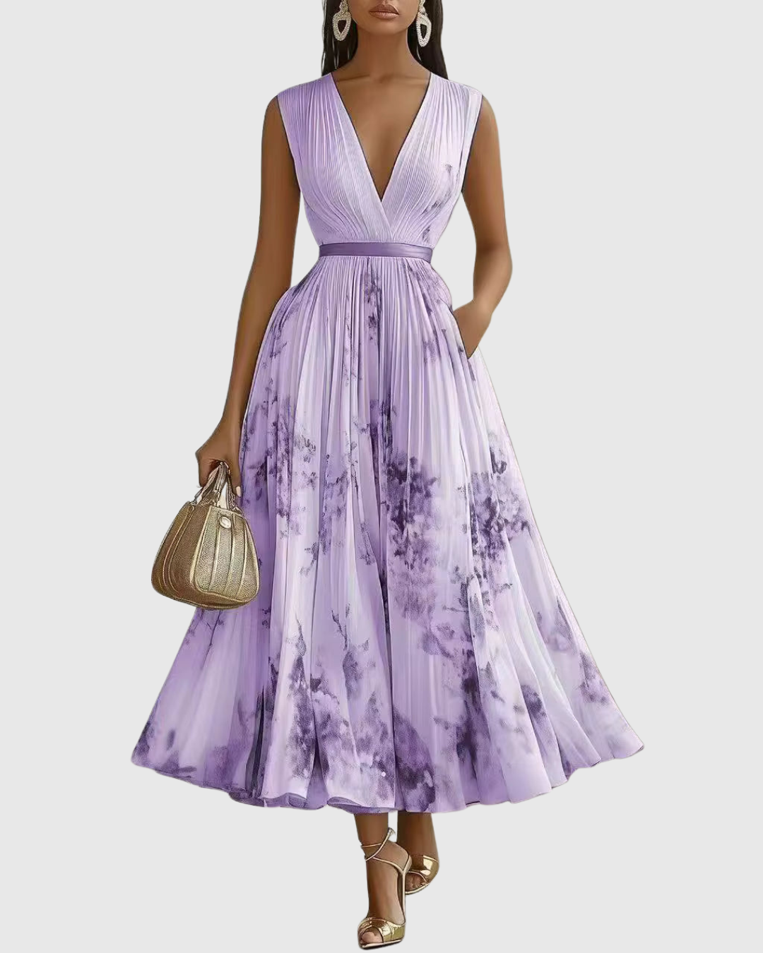 Kobiety Sukienka Maxi | Plisowana z Dekoltem V, Letnia Elegancja 9