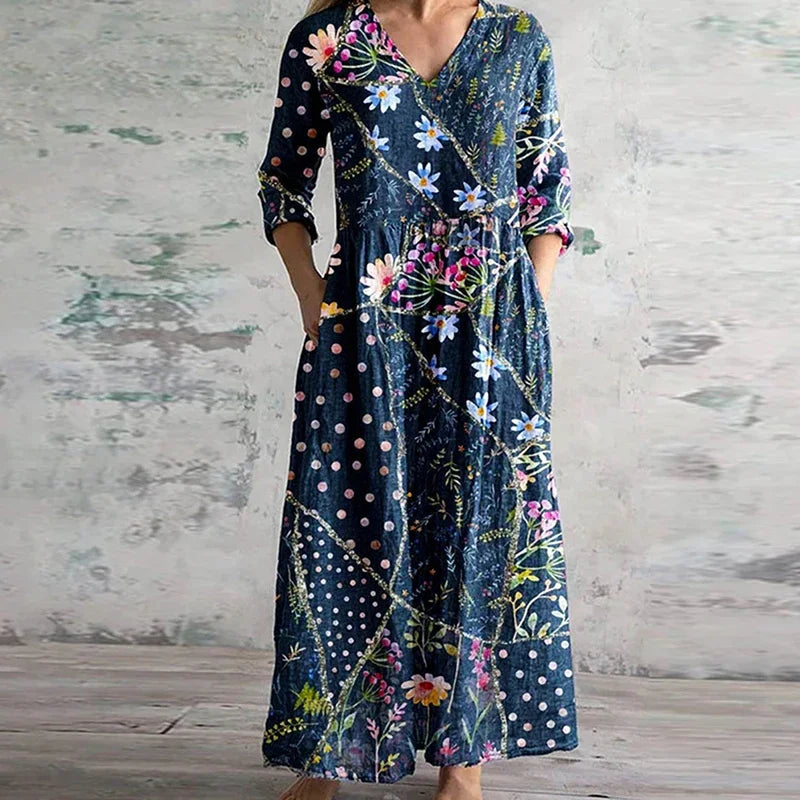 Kobiety Sukienka Maxi | Styl Retro, Kwiatowy Wzór 1
