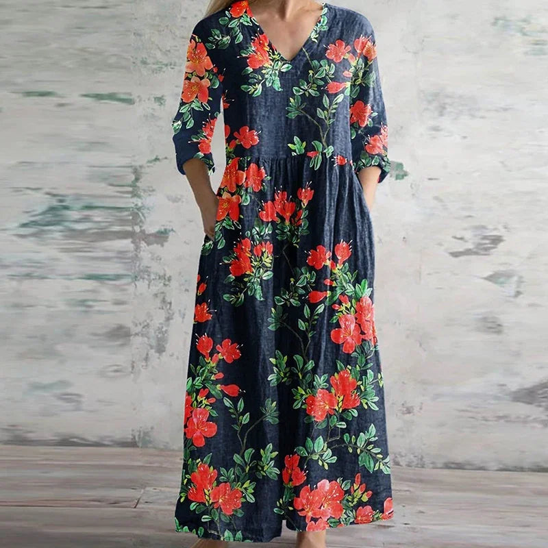 Kobiety Sukienka Maxi | Styl Retro, Kwiatowy Wzór 3