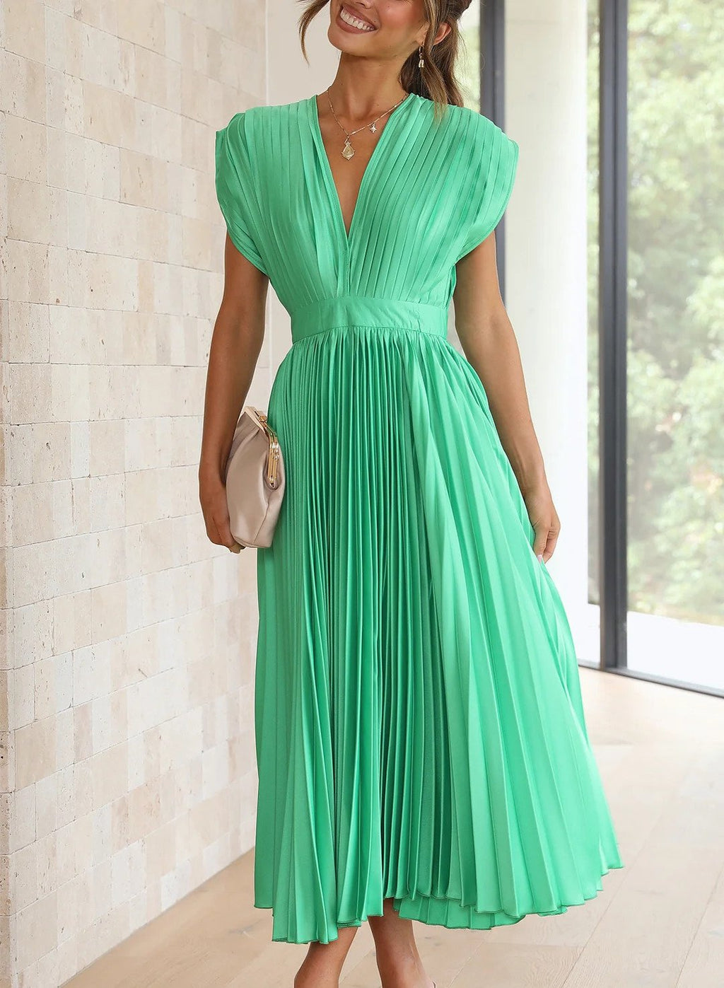 Kobiety Sukienka Maxi | Zielony Kolor, Elegancki Krój 0