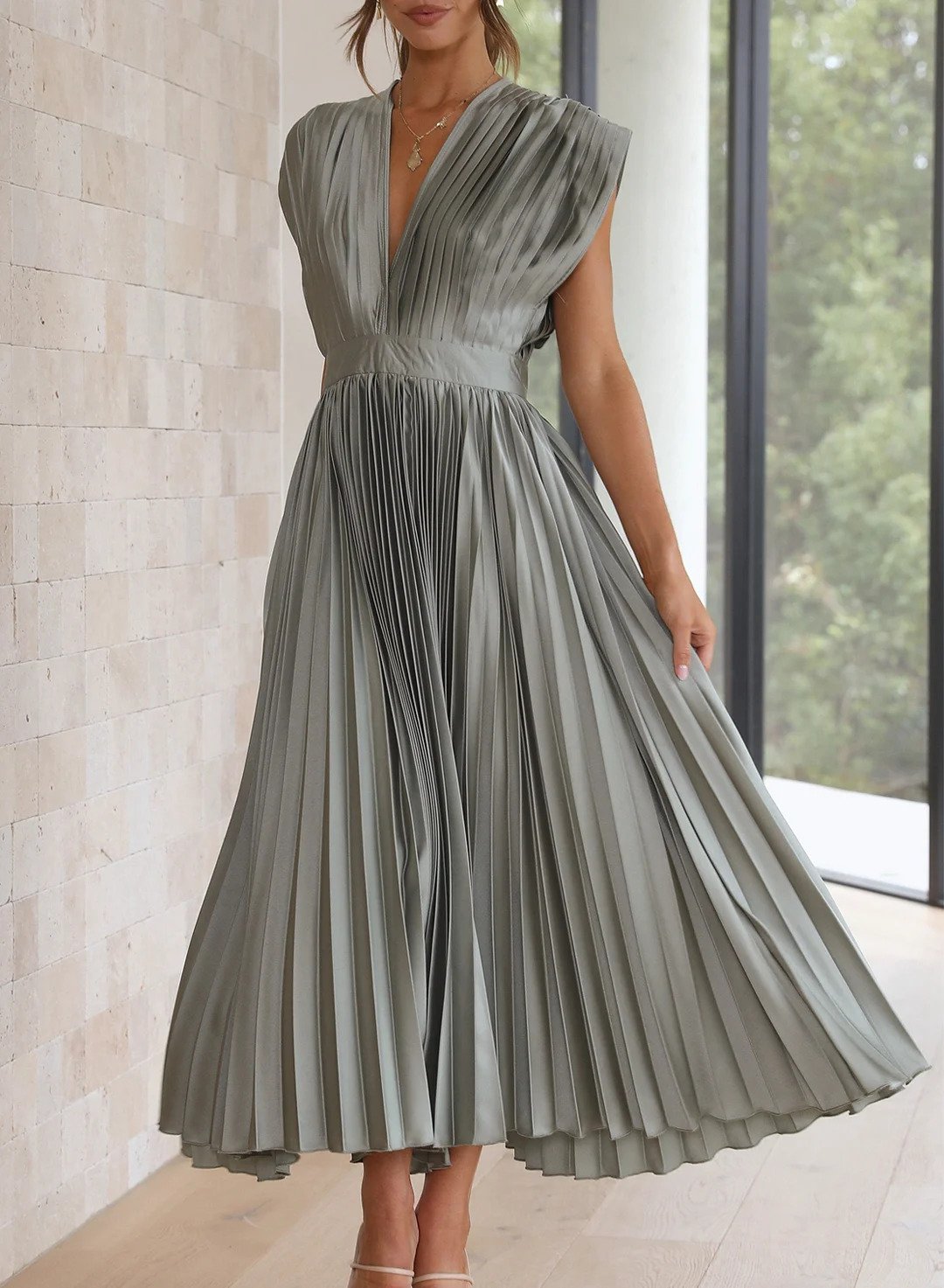 Kobiety Sukienka Maxi | Zielony Kolor, Elegancki Krój 5