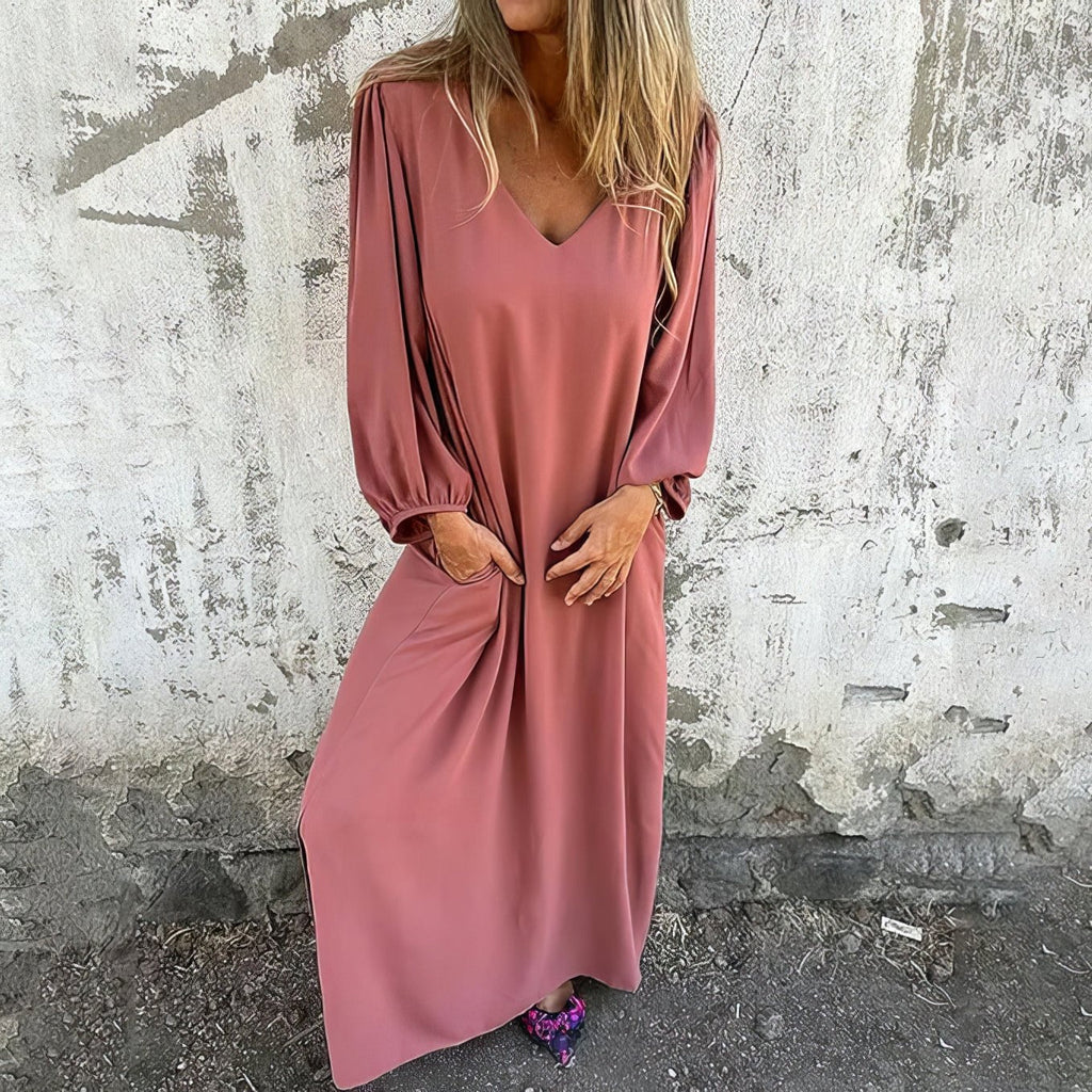 Kobiety Sukienka Maxi | Zwiewny Krój z Kieszeniami 1