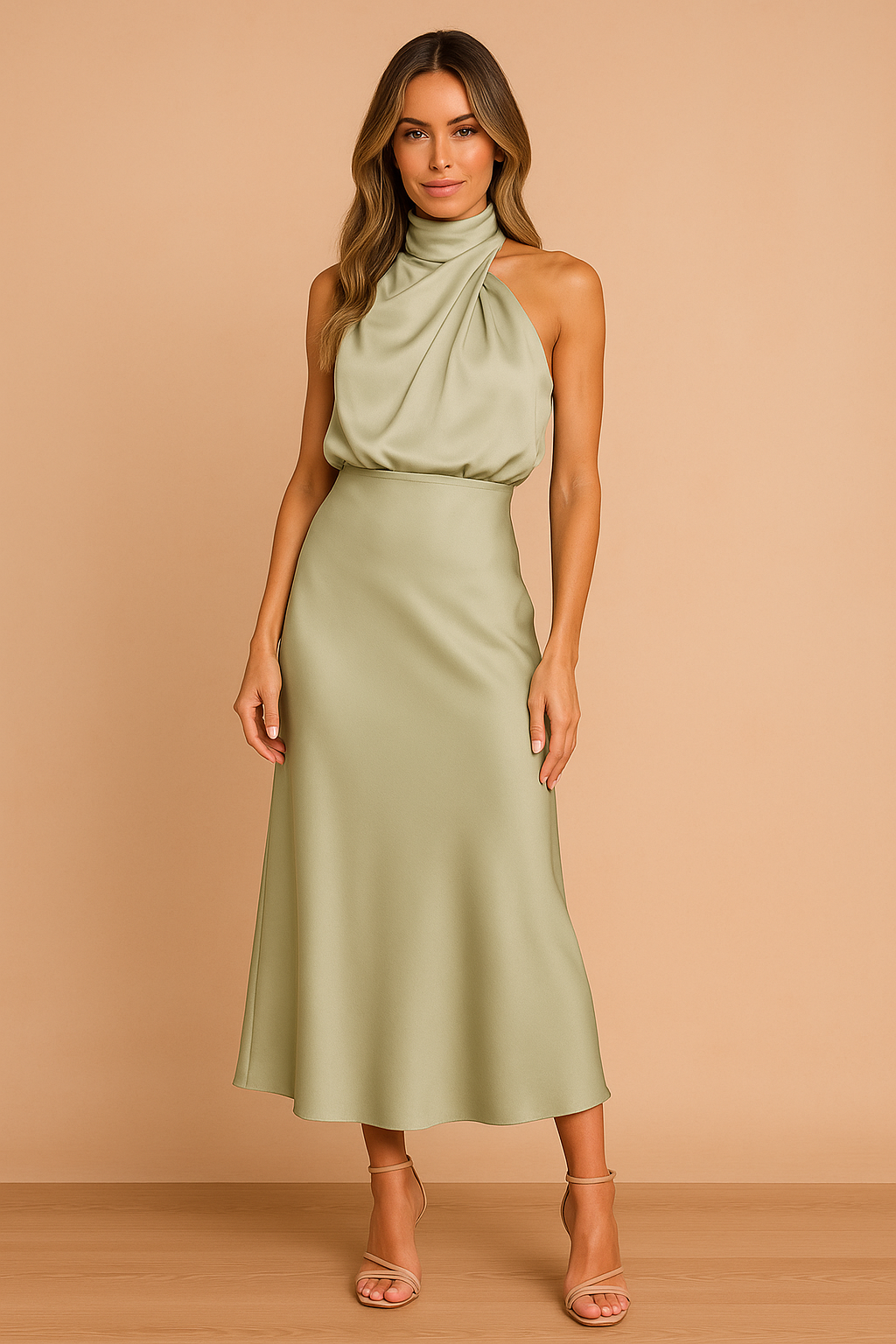 Kobiety Sukienka Midi | Elegancki Drapowany Fason 4