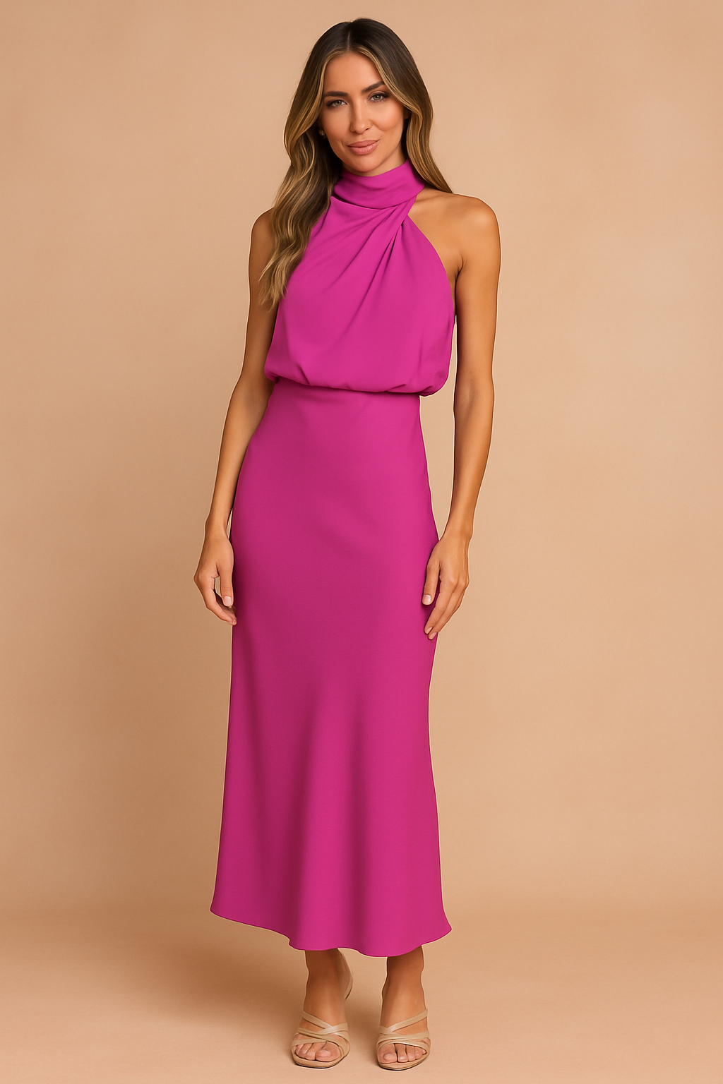 Kobiety Sukienka Midi | Elegancki Drapowany Fason 5