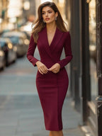Kobiety Sukienka Midi | Elegancki Styl z Długim Rękawem 7