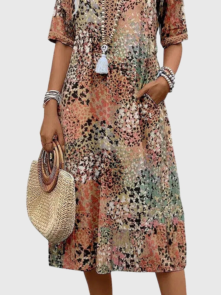 Kobiety Sukienka Midi | Kwiatowy Wzór, Elegancka 6
