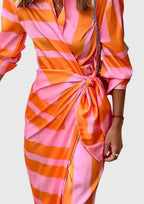 Kobiety Sukienka na Wesele | Elegancka Kopertowa z Nowoczesnym Nadrukiem 6