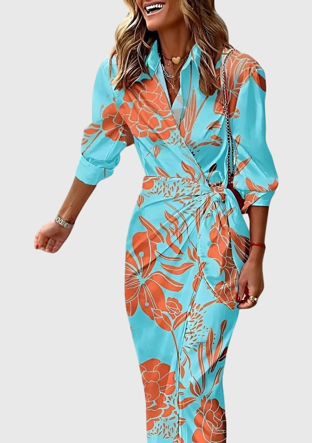 Kobiety Sukienka na Wesele | Elegancka Kopertowa z Nowoczesnym Nadrukiem 9