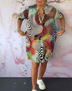 Kobiety Sukienka na Wesele | Kolorowa z Dekoltem w Kształcie V, Lekki Materiał 1