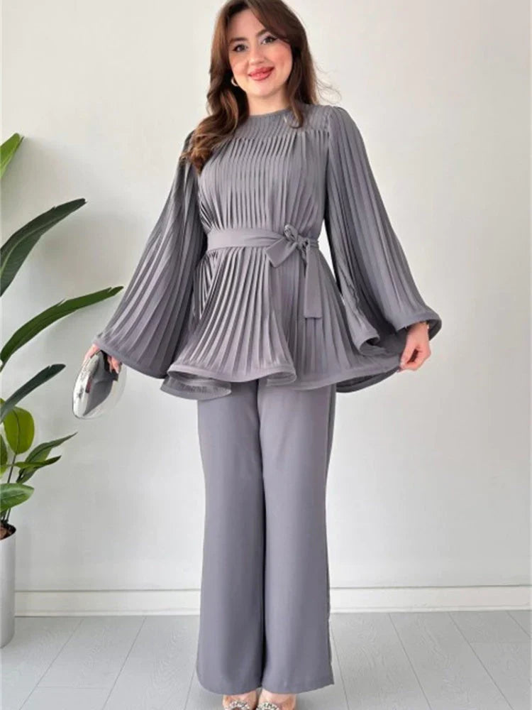Kobiety Zestaw z Plisami | Elegancki Styl 0