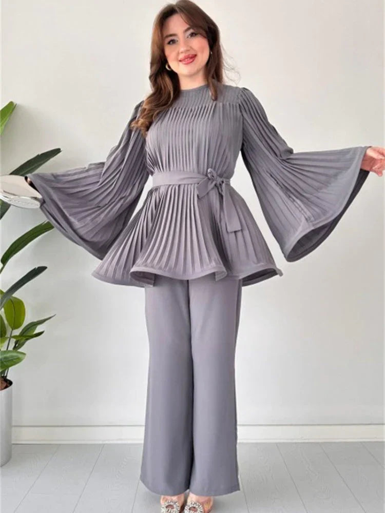 Kobiety Zestaw z Plisami | Elegancki Styl 1