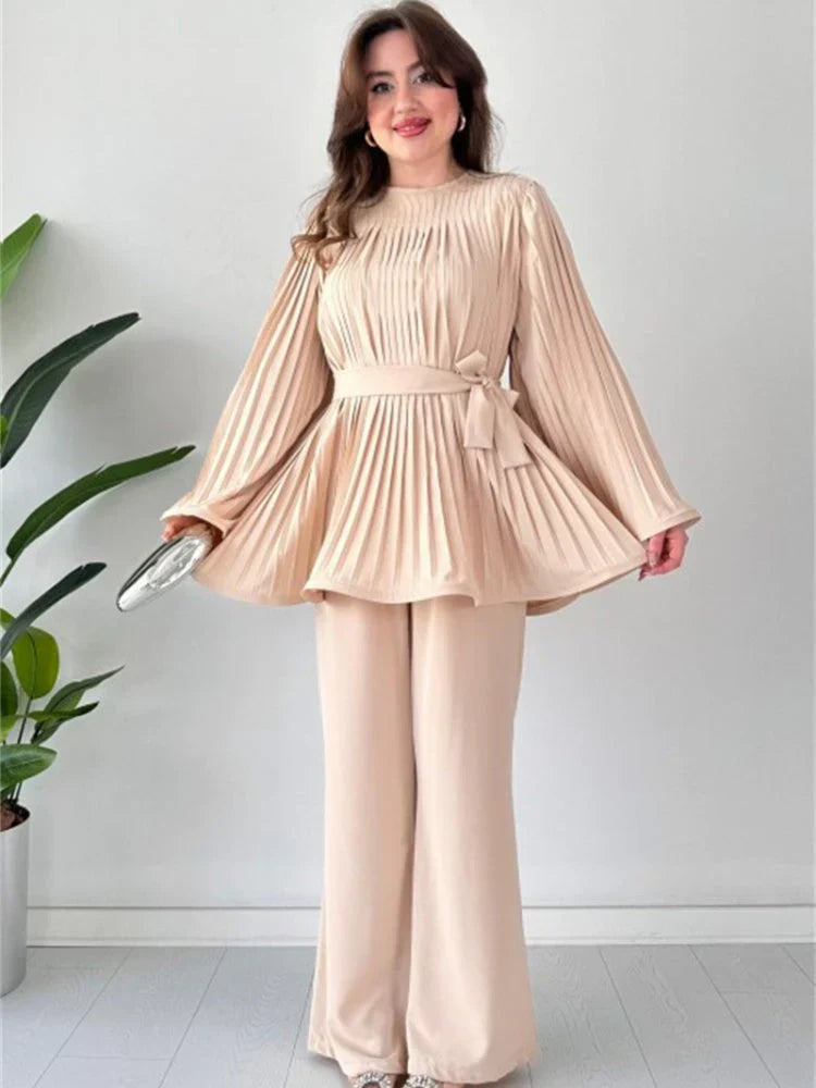 Kobiety Zestaw z Plisami | Elegancki Styl 2